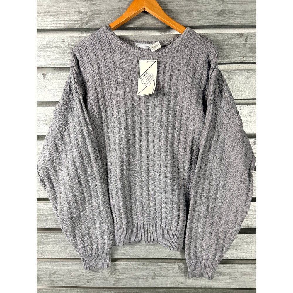 TLC by Lambert Mens L  Basketweave Textured Fisherman Sweater Vintage 90s NEW